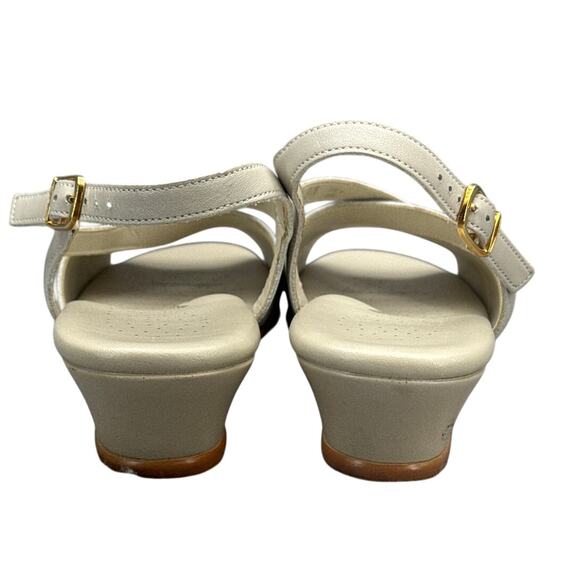 SAS Tri Pad Comfort Caress Cross Strap White Leather Wedge Sandal Women 8.5N - Picture 4 of 7